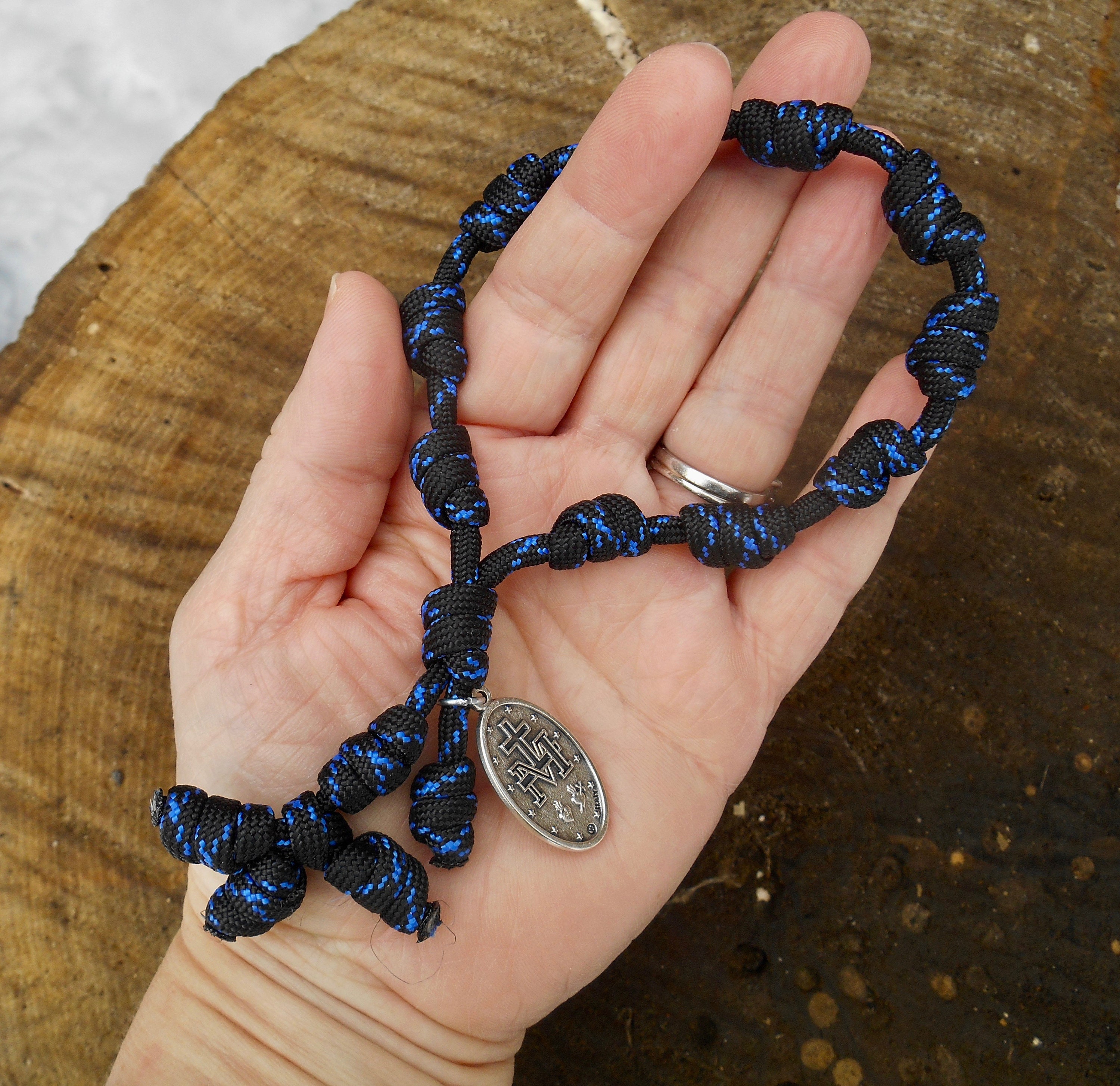 Knotted Rosary Bracelet 550 Paracord Rosary Military Gift Etsy