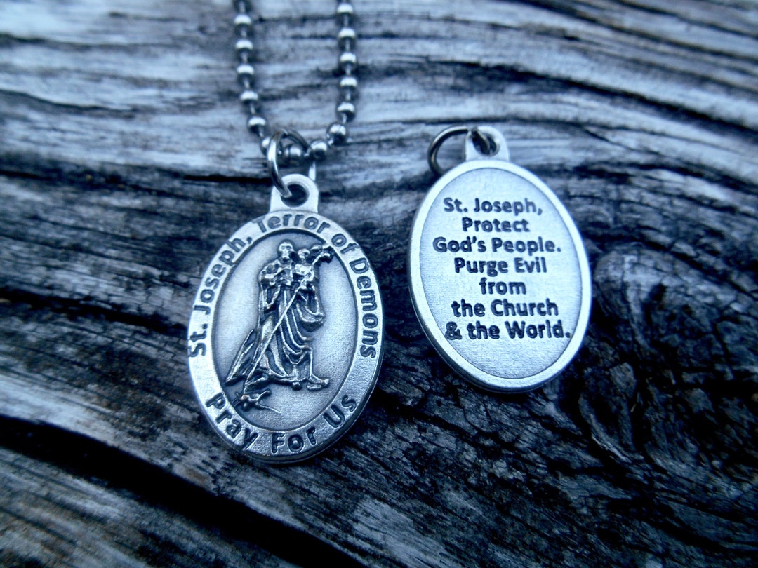 St. Joseph Terror of Demons, 30 Inch Ball Chain, Saint Joseph Medal ...