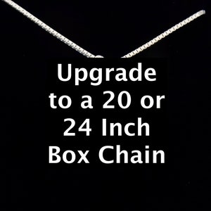Puede incluir: Actualiza a una cadena de caja de 20 o 24 pulgadas. Se muestra un collar de cadena de plata en la imagen.