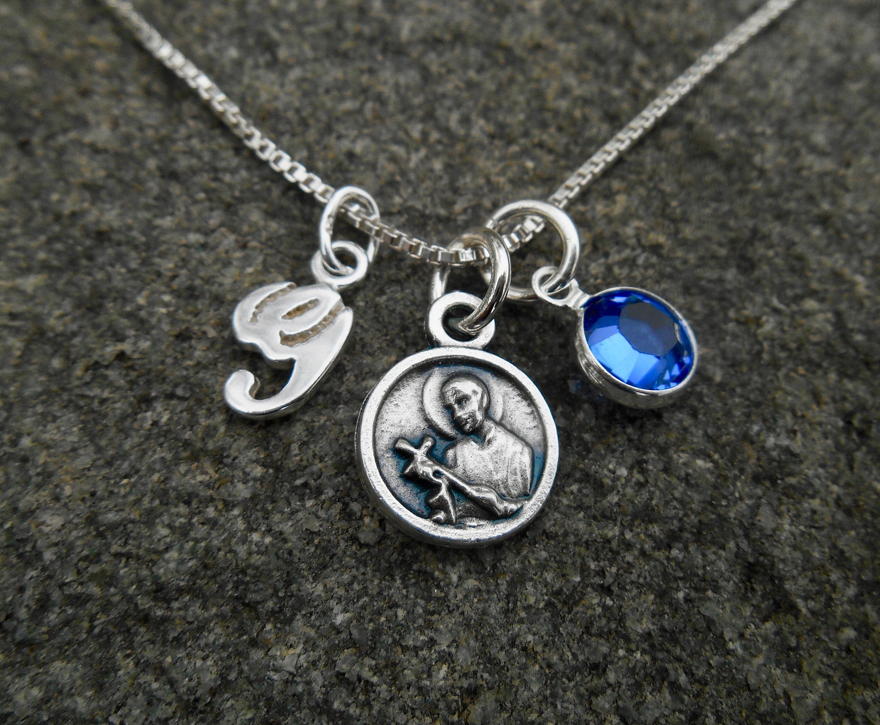 Tiny St Gerard Medal Necklace - Sterling Silver Chain - Catholic Saint ...
