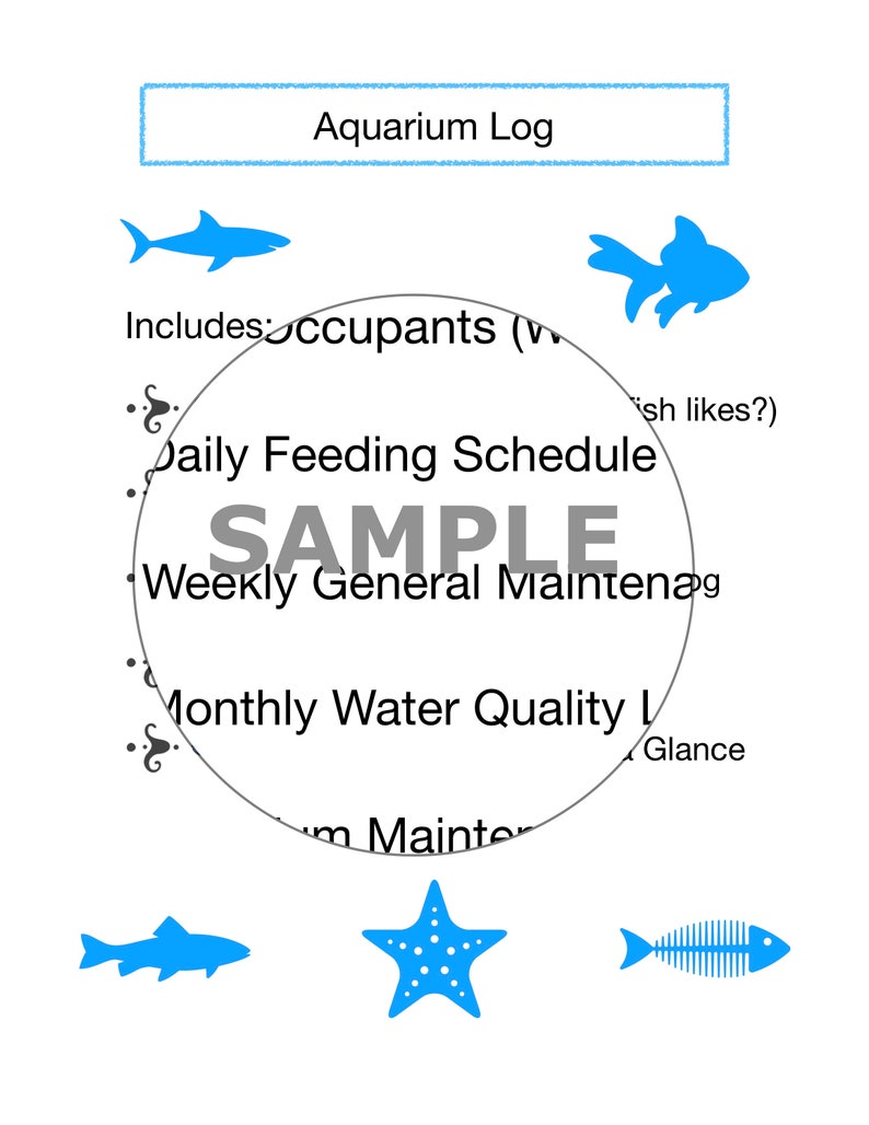 Aquarium Log Fish Journal Beginners Aquarium Maintenance Etsy Israel