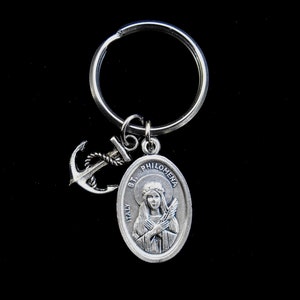 St Philomena Schlüsselanhänger - Heilige Filomena - Spaltring Schlüsselanhänger, Anker Charm - Schutzpatron Kinder - Neue Fahrer Schutz Medaille, Spaltring