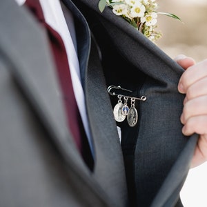 Wedding Gift for Groom, Patron Saint Lapel Pin for Wedding Day, Choose your Saint, Wedding Keepsake, Catholic Wedding Gift, Bouquet Pin