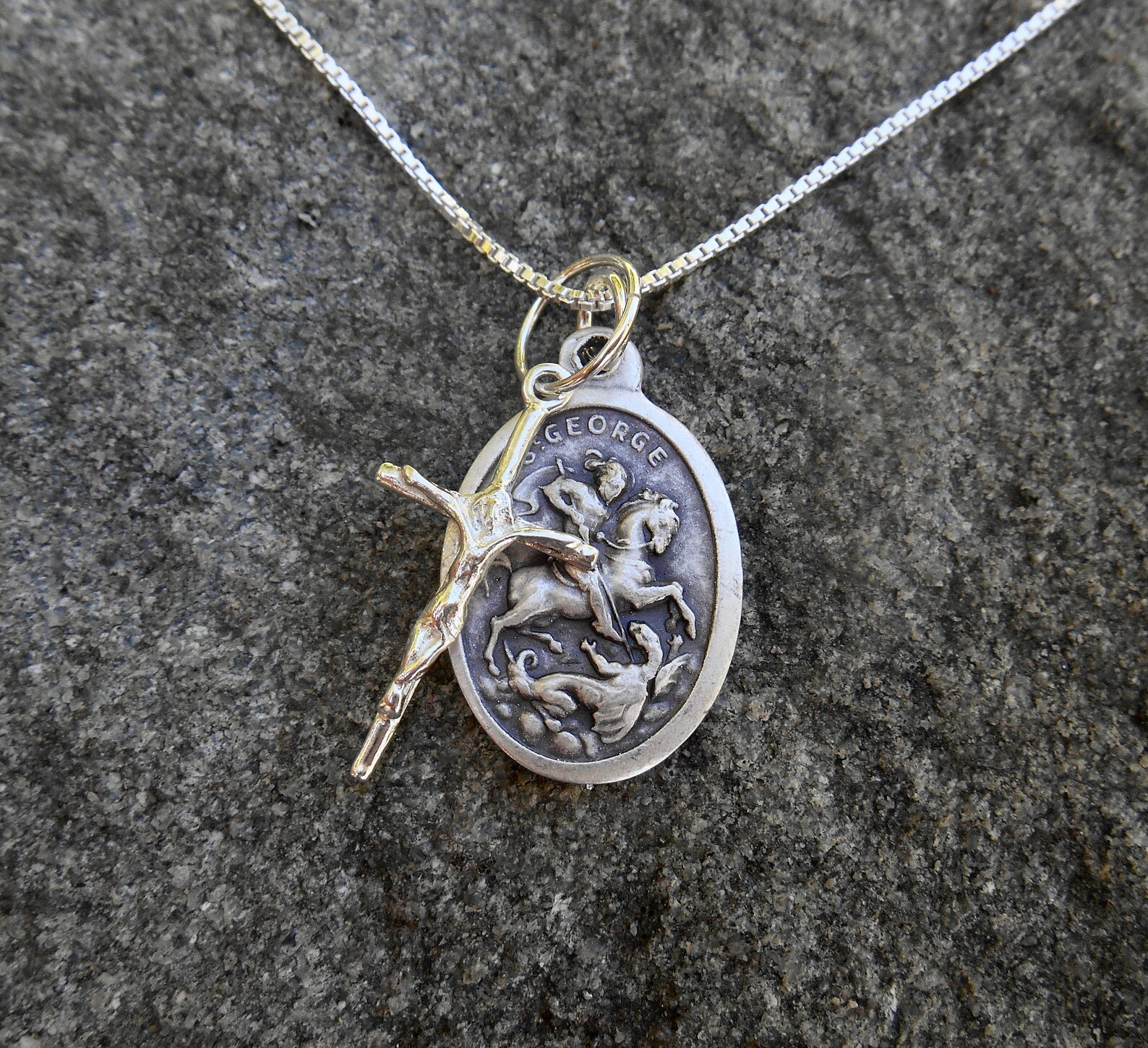 St george pendant sterling silver Clearance
