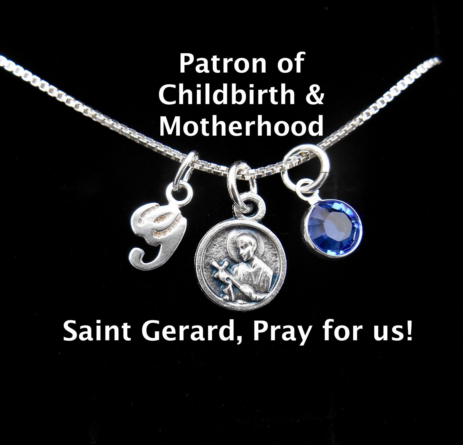 Tiny St Gerard Medal Necklace - Sterling Silver Chain - Catholic Saint ...