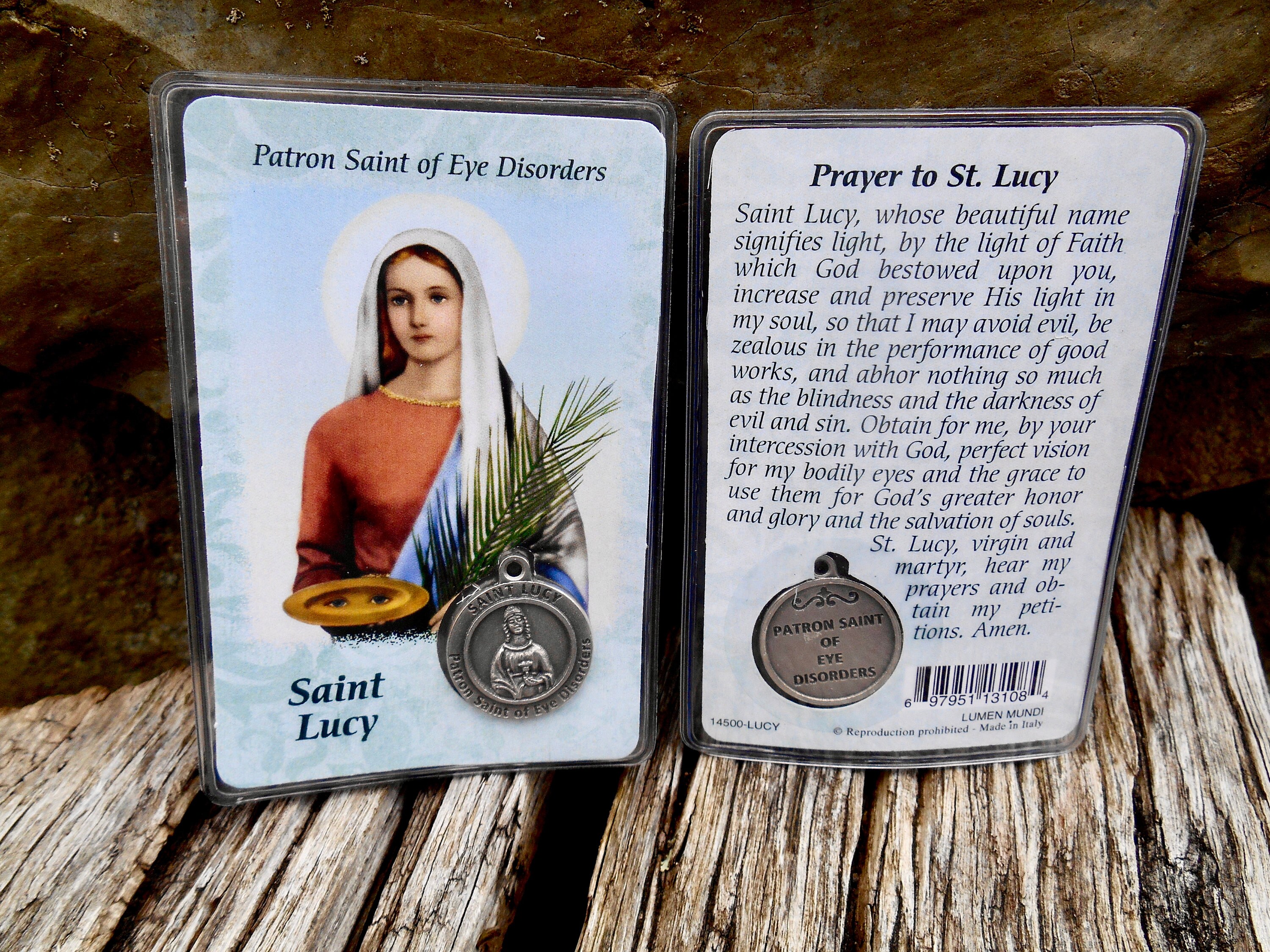 Saint Lucy Laminated Prayer Card With Medal Catholic Saint - Etsy