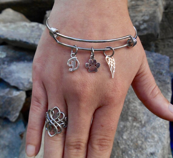 Pet Memorial Bangle Angel Wing Bracelet Personalized Pet