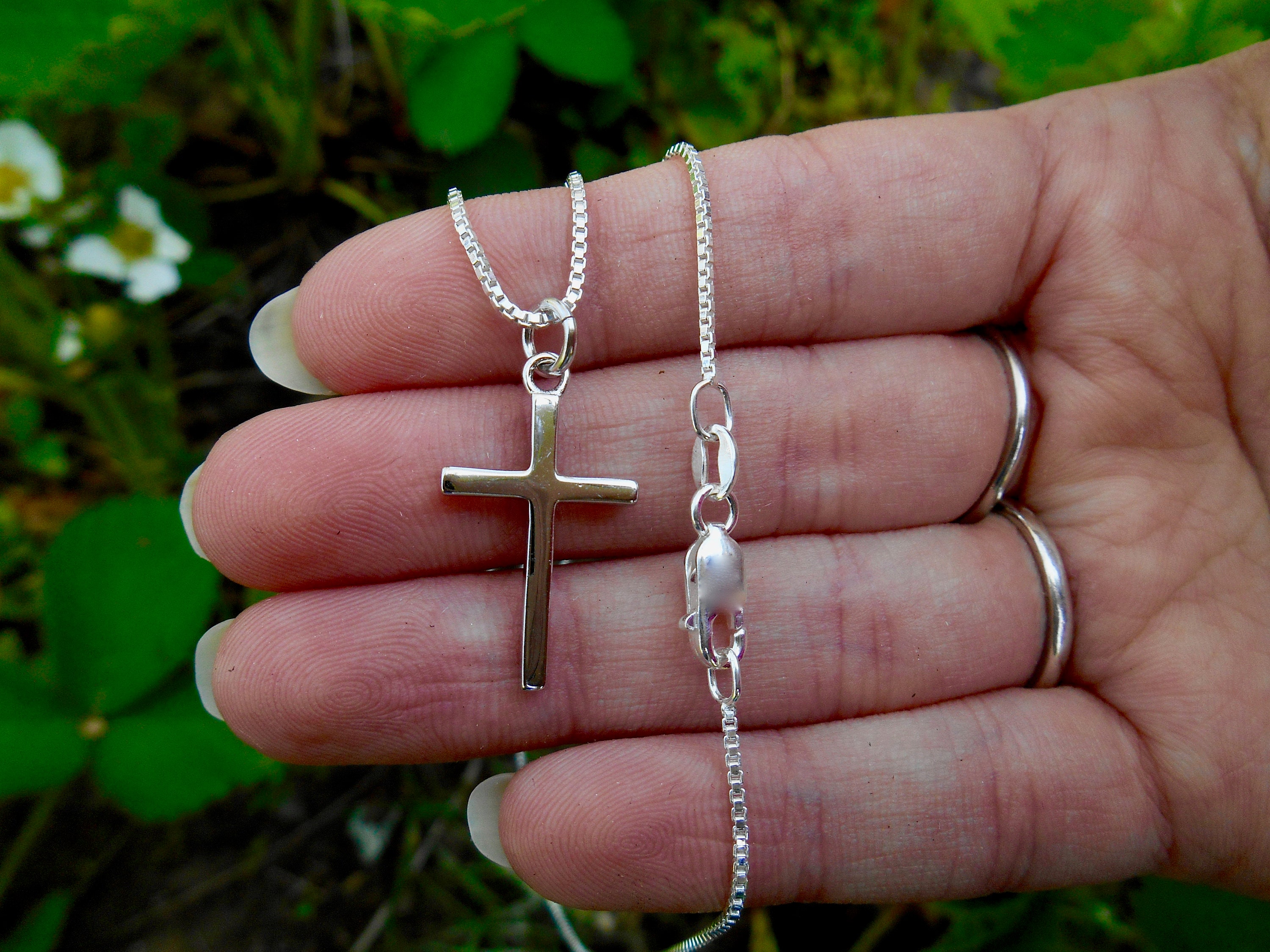 Large Mens Simple Stainless Steel Silver Cross Necklace on 3mm Steel Chain  - Walmart.com