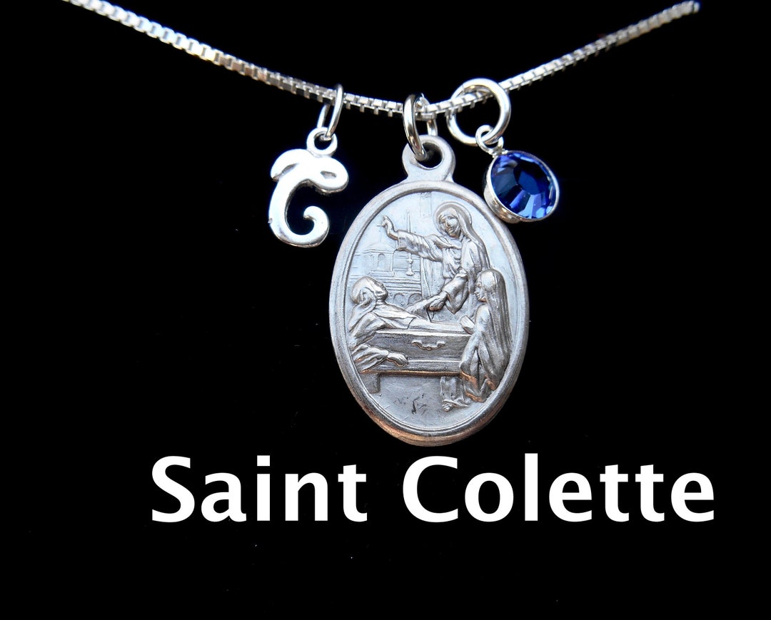 Saint St COLETTE Saint Colette of Corbie Personalized Initial Swarovski