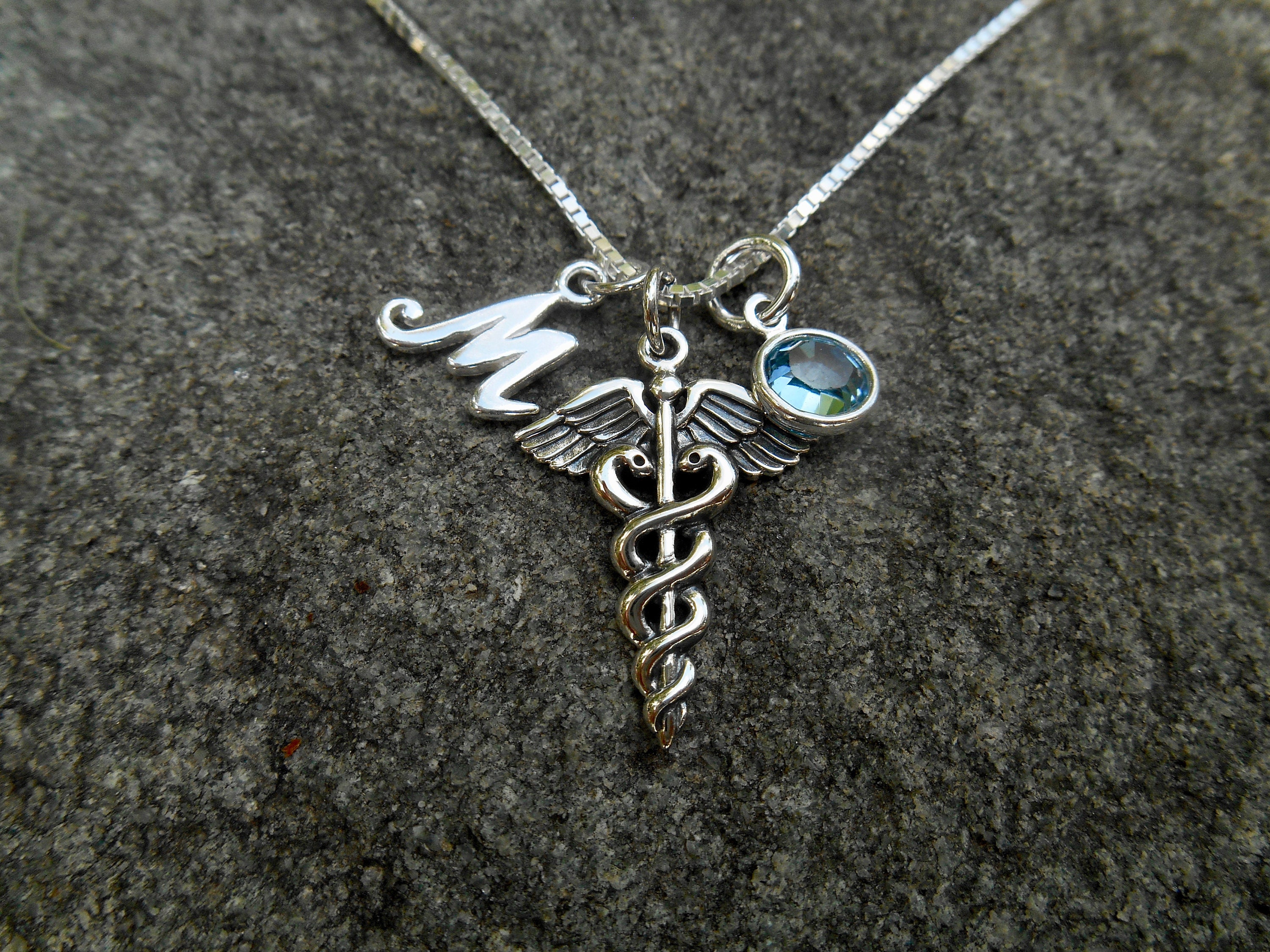 Nurse Gift Medical Symbol Charm Necklace Birthstone Etsy
