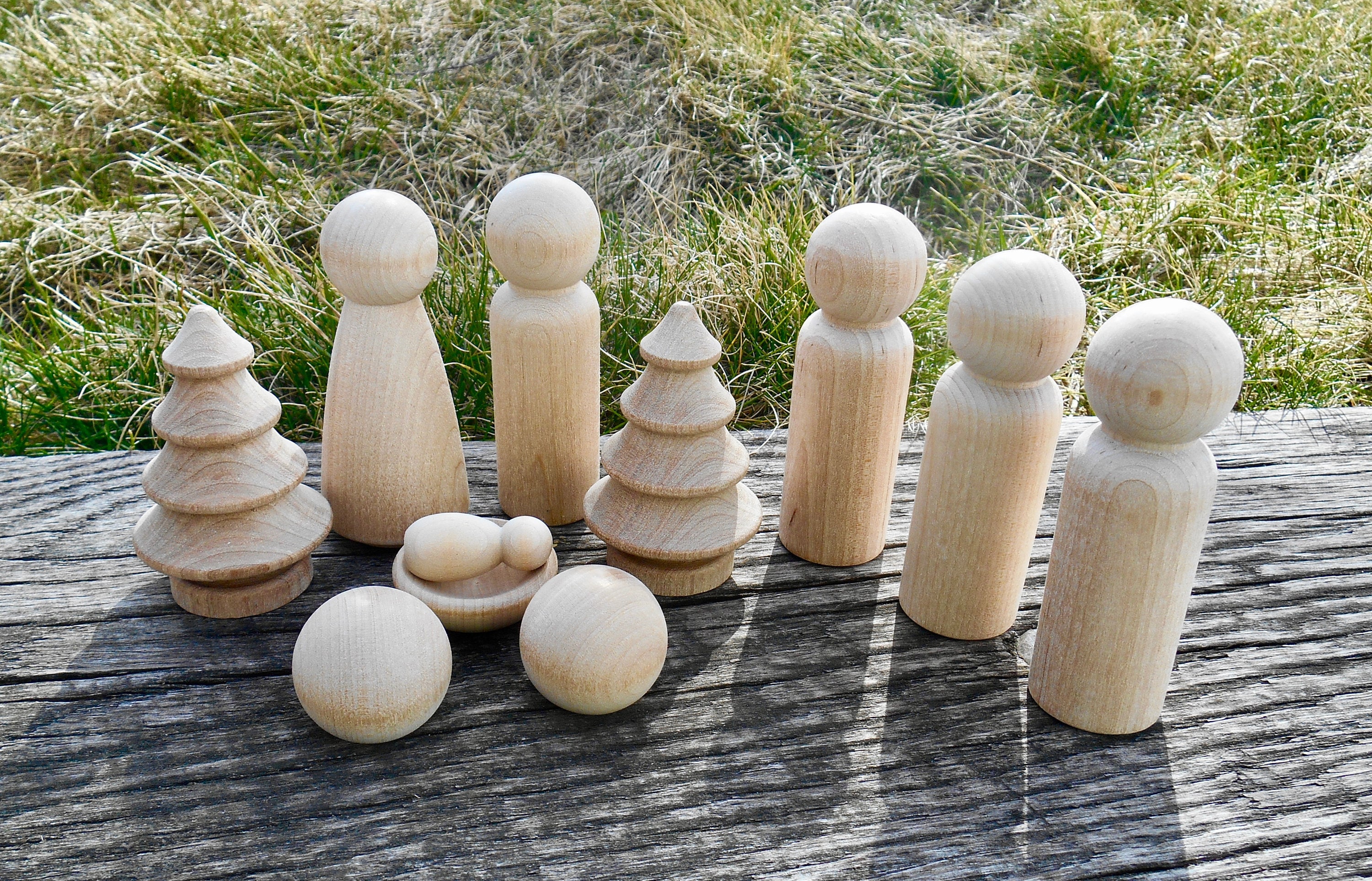Minimalist Wooden Nativity Peg Doll Set, DIY Montessori Nativity Scene ...