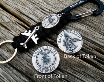 St Joseph of Cupertino Key Ring- Paracord Clip- Saint Joseph, Patron of Aviators, Air Travelers, Air Force, Airplane Charm, Pilots