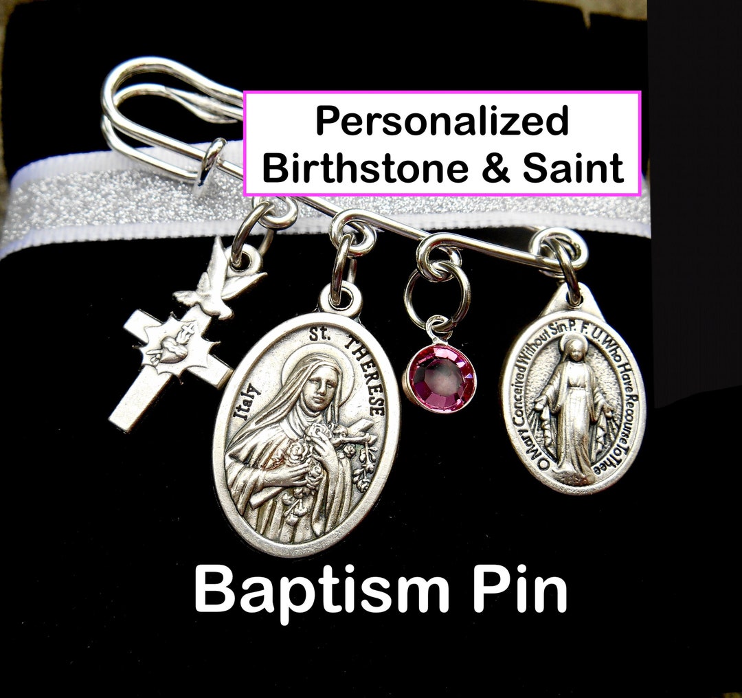 Baptism Gift Choose Your Patron Saint Baptism Keepsake Pin Baby Brooch