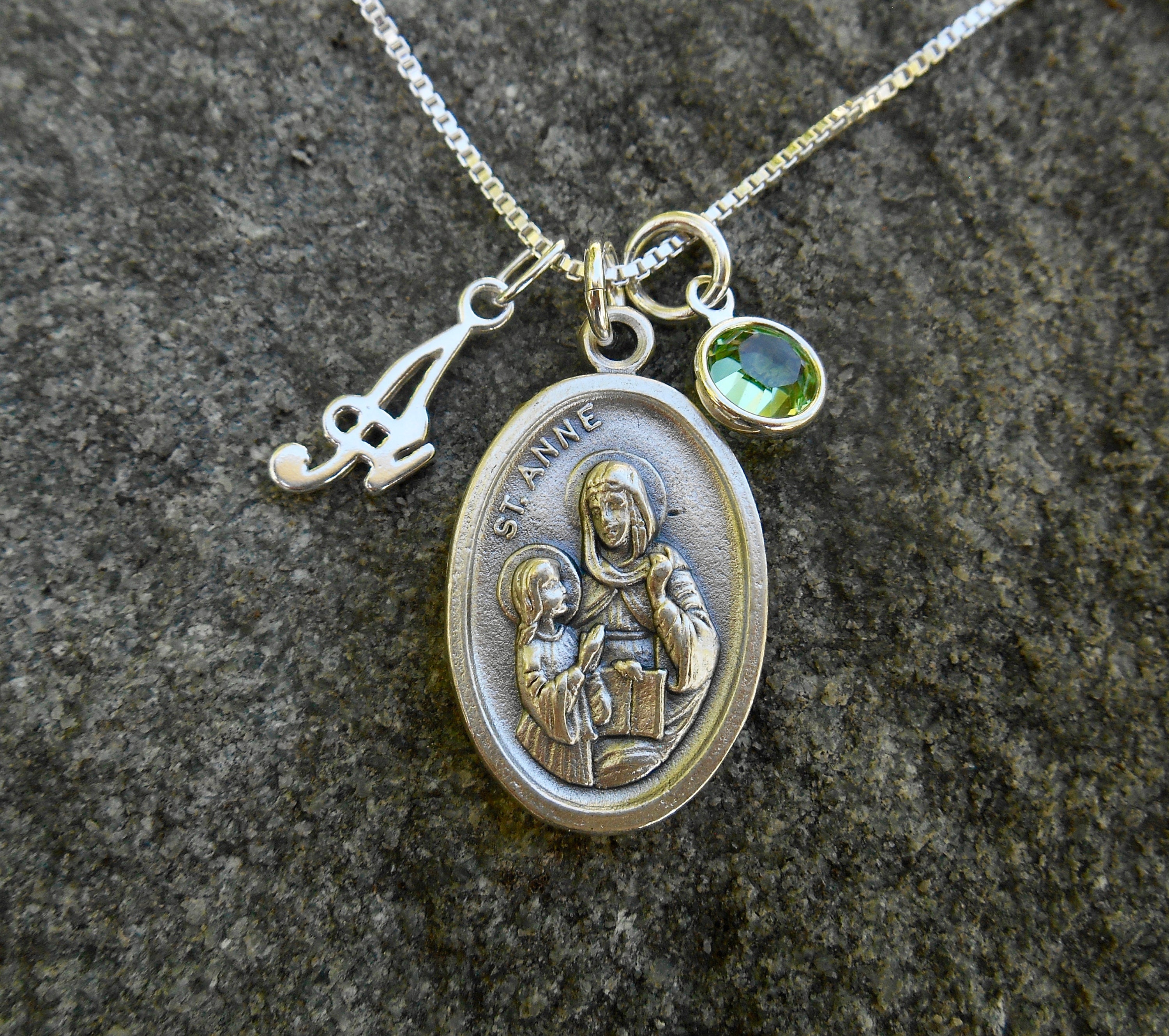 Saint St ANNE Saint Ann Personalized Initial Swarovski Crystal