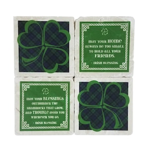 Irish Stone Coaster Set - 4&quot; x 4&quot; - set of 4