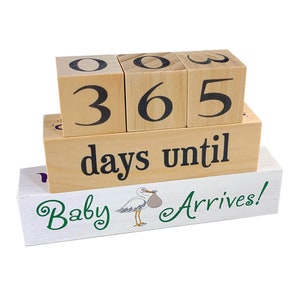 Pregnancy Countdown Block Set - 7&quot; x 4.5&quot;, Days/months/weeks/overdue until Baby,