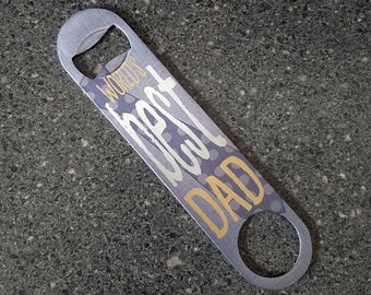 World's Best Dad Bottle Opener | flat Bartender style | stainless steel | heavy duty