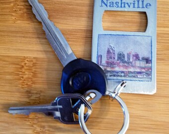 Nashville Night Sky | stainless steel key ring / bottle opener | gift for husband | Groomsmen | Friendship | Graduation | Father's Day