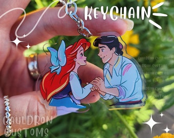Mermaid Couple Keychain 2.5 Inch Clear Acrylic Double-Sided Keychain | Love | Boat | Cute Keychain