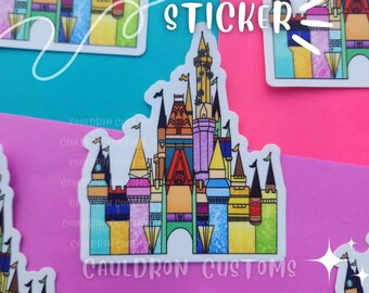 Pegatina de Castillo de Princesa / Pegatina de Planificador / Colección de Pegatinas / Pegatina de Botella de Agua / Mágico / Lindo / Park Hopper