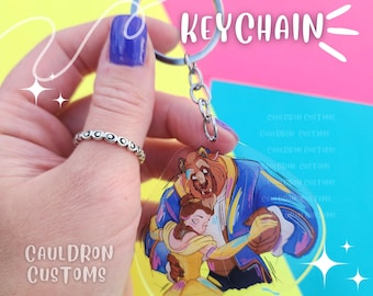 Llavero de pareja de belleza de 2,5 pulgadas de acrílico transparente de doble cara / Amor / Día de San Valentín / Lindo llavero / Princesa