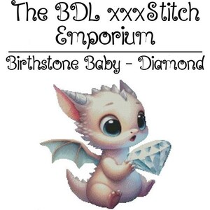 Birthstone Baby - Diamond, exclusive cross stitch pattern - original artwork by Designs by Decca