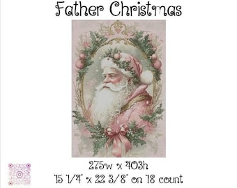 Father Christmas cross stitch pattern ~ original artwork by Sandi K.