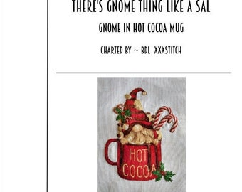 Gnome In Hot Cocoa Mug ~ cross stitch pattern