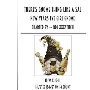 Gnomo Ragazza di Capodanno ~ schema punto croce