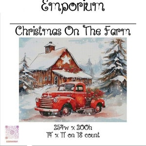 Christmas On The Farm cross stitch pattern ~ original artwork by Debra Vega