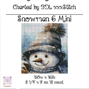 Snowman 6 mini cross stich pattern ~ artwork by DesignsbyAnnaB