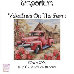 Valentine&#39;s On The Farm cross stitch pattern ~ original artwork by Debra Vega