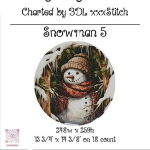Snowman 5 cross stich pattern ~ artwork by DesignsbyAnnaB