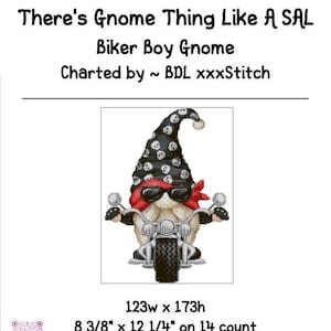 Biker Boy Gnome ~ Cross Stitch pattern