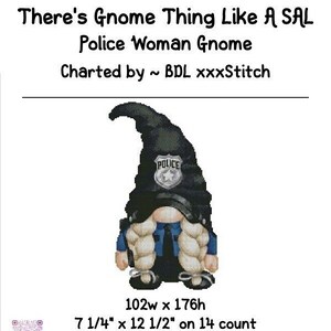 Policewoman Gnome ~ Cross stitch pattern