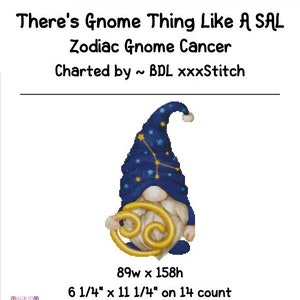 Zodiac Gnome Cancer ~ Cross stitch pattern