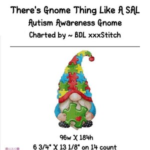 Autism Awareness Gnome ~ Cross stitch pattern