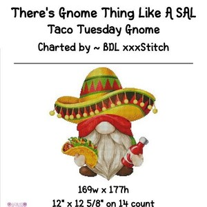 Taco Tuesday Gnome ~ Cross stitch pattern