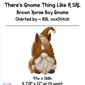 Brown Horse Boy Gnome ~ Cross stitch pattern