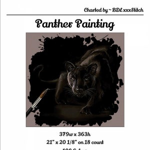 Panther Painting ~ Cross Stitch Pattern, original artwork by Lorri Kajenna