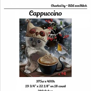 Cappuccino ~ Cross Stitch Pattern, original artwork by Ukrainian artist Lorri Kajenna