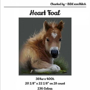 Heart Foal  ~ Cross Stitch Pattern, original artwork by Ukrainian artist by Lorri Kajenna