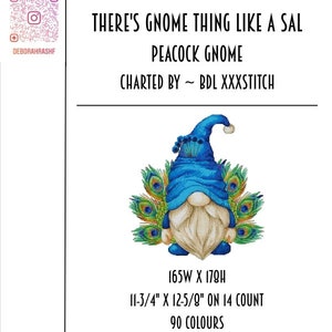 Peacock Gnome ~ Cross stitch pattern