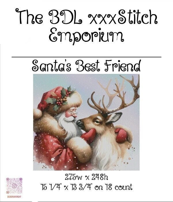 Santa's Best Friend cross stitch pattern ~ original artwork by Josh C.