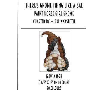 Paint Horse Girl Gnome ~ Cross stitch pattern