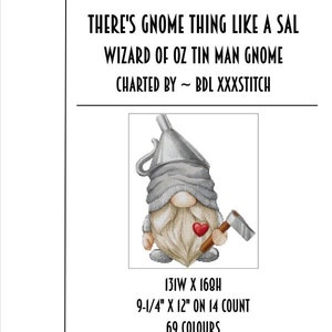Wizard of Oz Tin Man Gnome ~ Cross stitch pattern