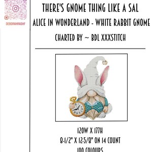 Alice in Wonderland ~ White Rabbit Gnome cross stitch pattern
