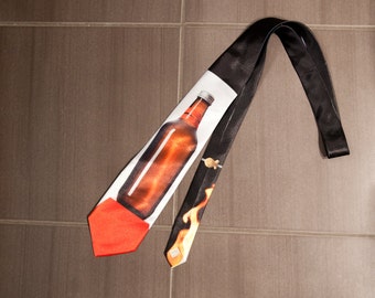 Gravata engraçada, gravata de tecido, acessório masculino colorido, presente masculino, roupas masculinas, gravata verde-oliva, gravata de comida, gravata de humor, cerveja