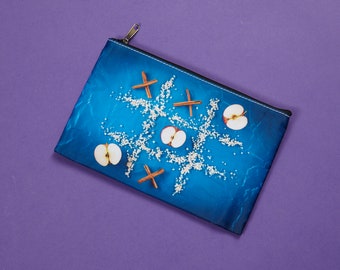 Make-up pouch, case, cosmetic kit, chest pencils, food image, photo, funny, makeup bag, tic-tac-toe, apples, cinnamon