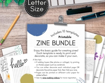 8-Page Mini Zine Template Bundle: DIY Art Journal (Letter Size PDF Digital Download)